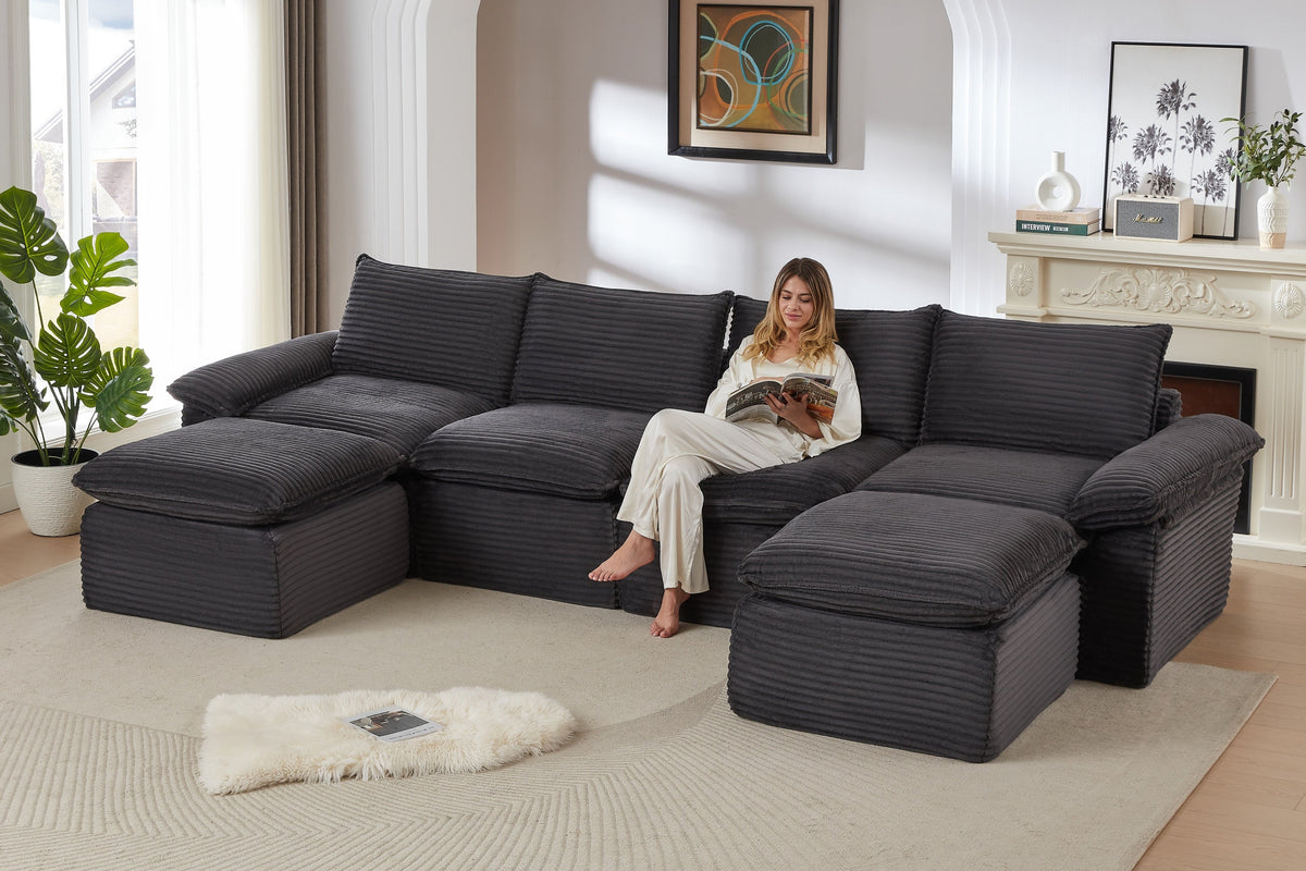 VELLO 141" 4-Seater Sofa with 2 Ottomans
