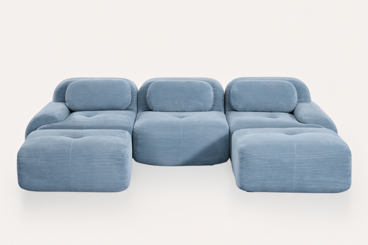 MIA 117&#39;&#39; 3-Seater Sofa with 2 Ottomans