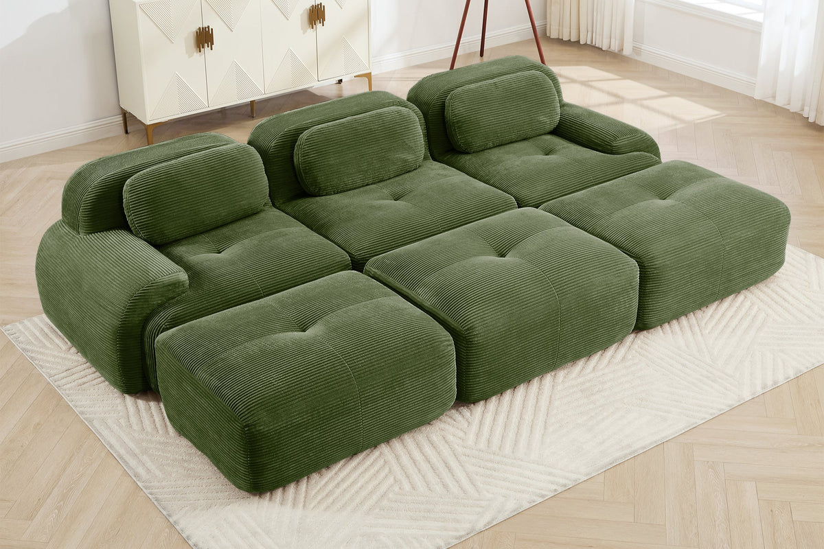 MIA 117&#39;&#39; 3-Seater Sofa with 3 Ottomans