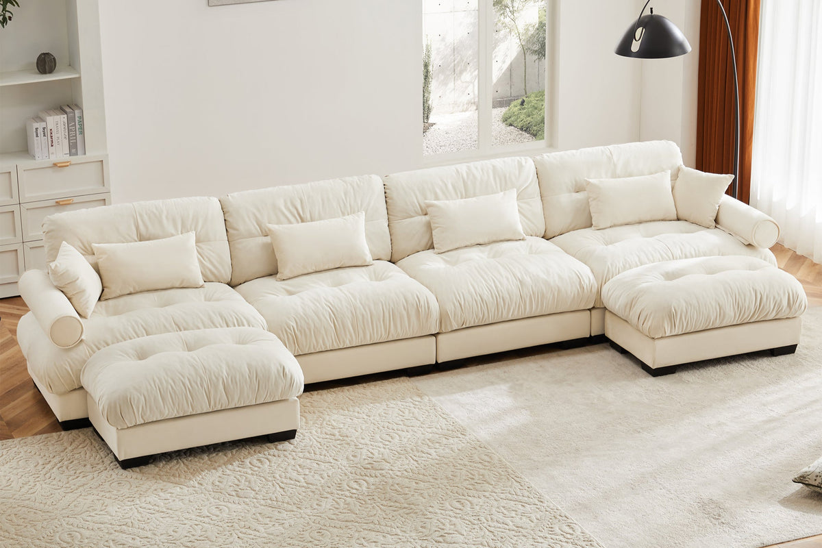 CLOUDIES 173&quot; 4 Seater Sofa with 2 Ottomans