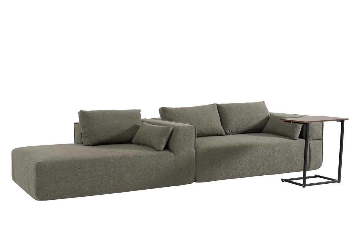 NOUVA 112&quot; Boucle Sectional + Complimentary Side Table