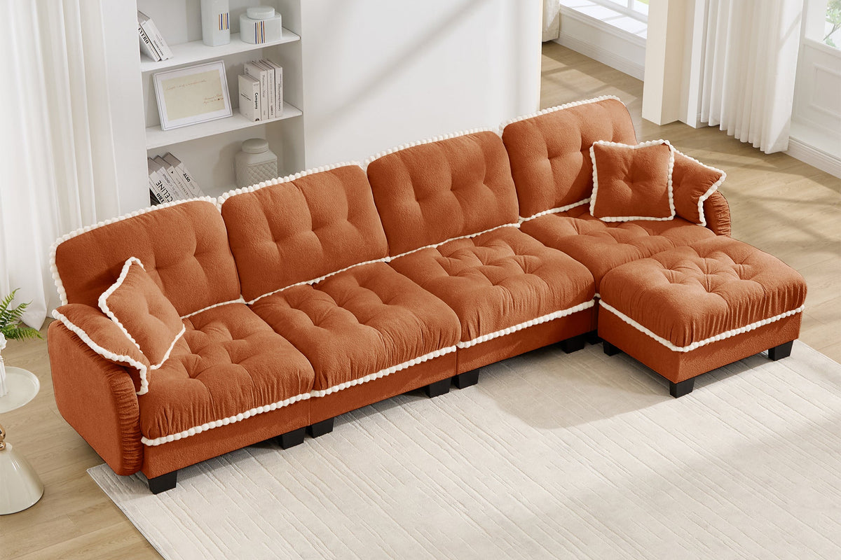 SANDRA 131" 4-Seater Sofa With 1 Ottoman