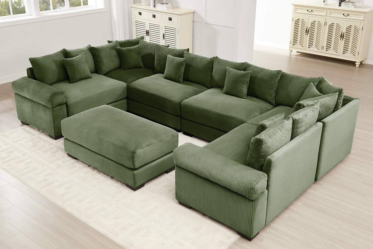 DESEO 137&quot; Sectional Sofa with Ottoman