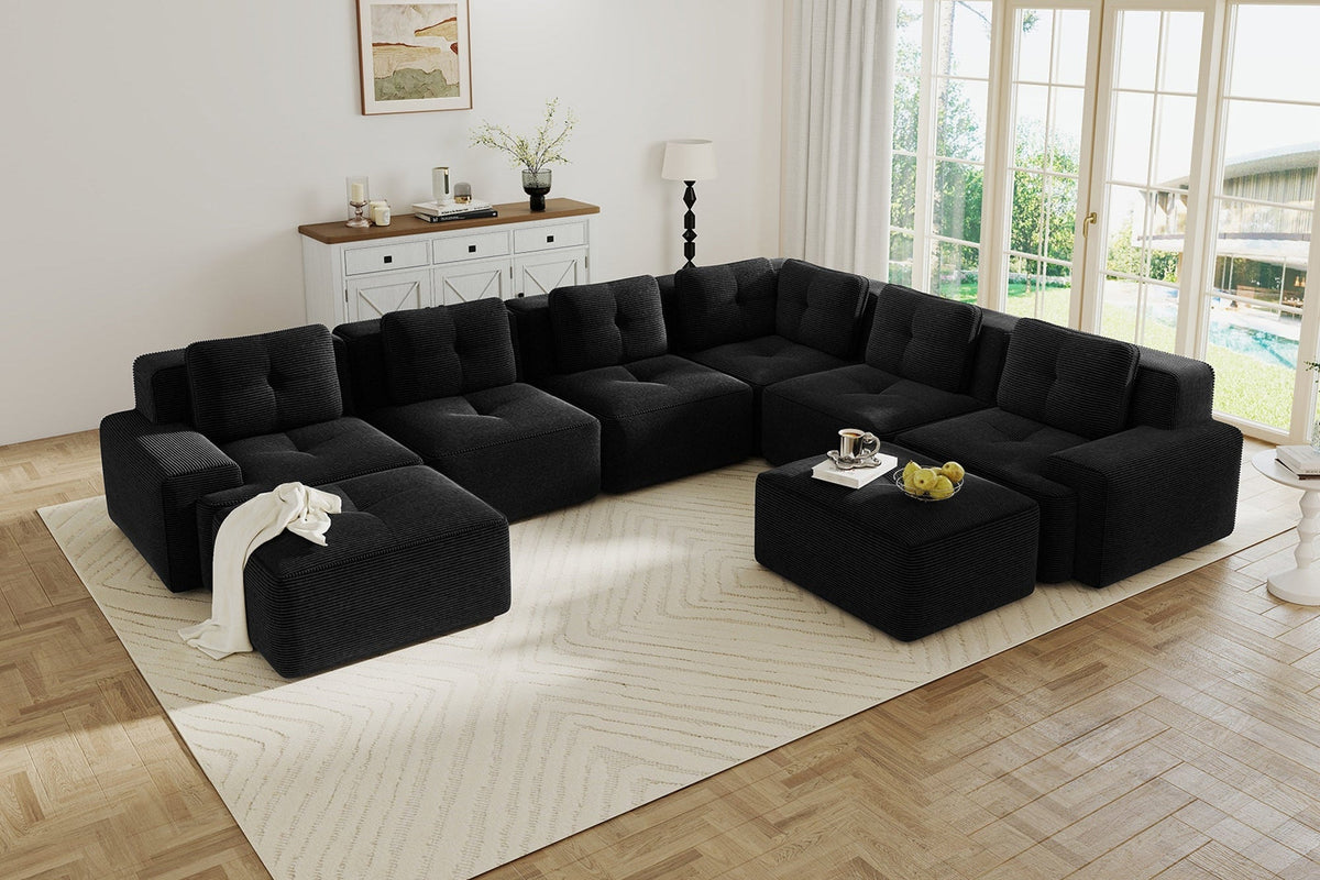 CORDELIA 151" 6-Seater Sofa with 2 Ottomans