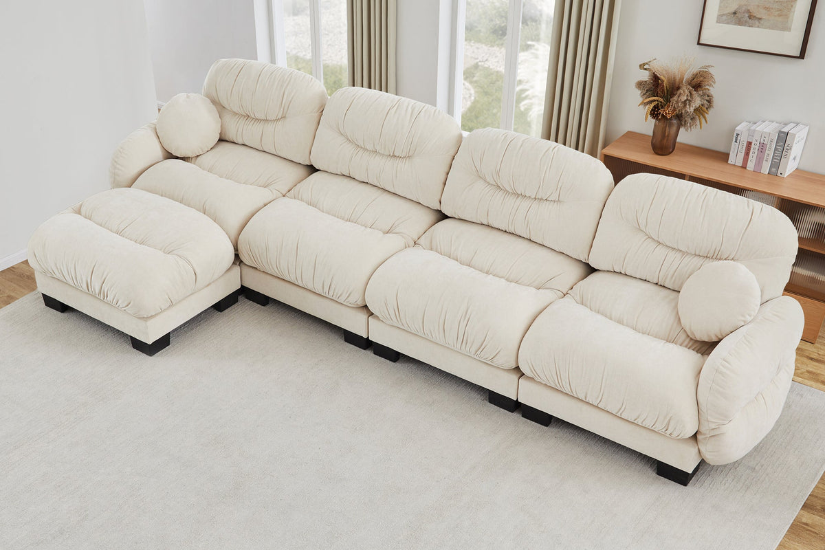 FLORA 150" 4-Seater Sofa With 1 Ottoman