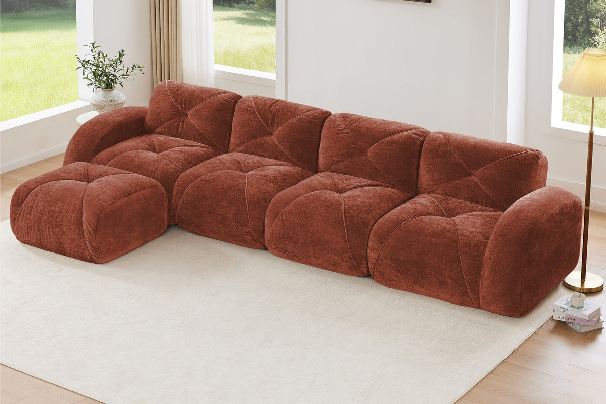 MYLO 140" 4-Seater Sofa with 1 Ottoman