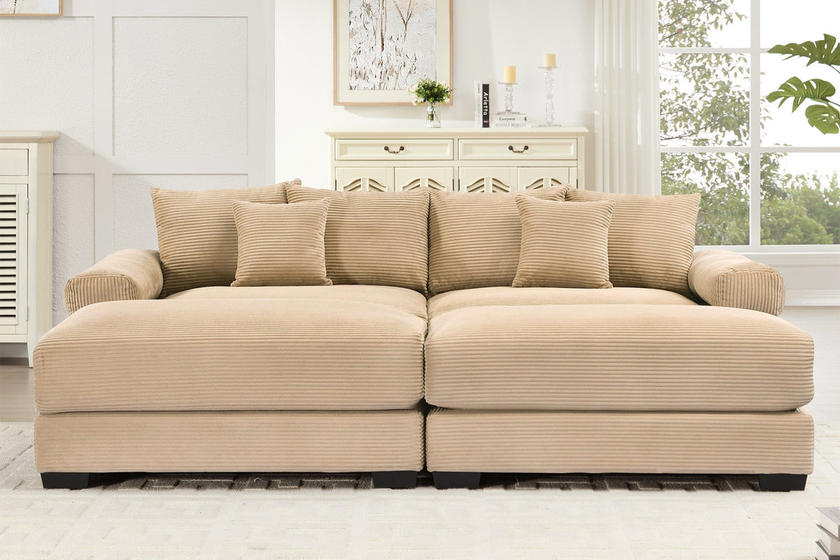 DESEO 92" Loveseat with 2 Ottomans