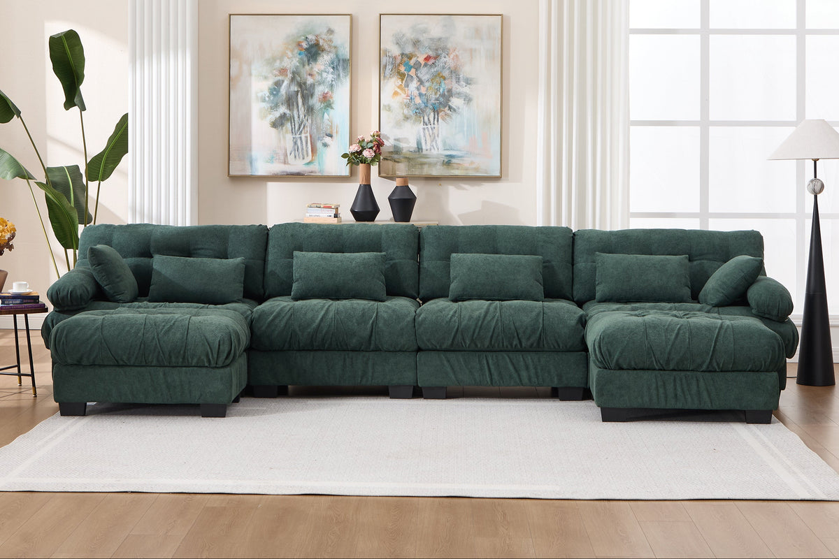 FELZARO 158" 4-Seater Sofa with 2 Ottomans