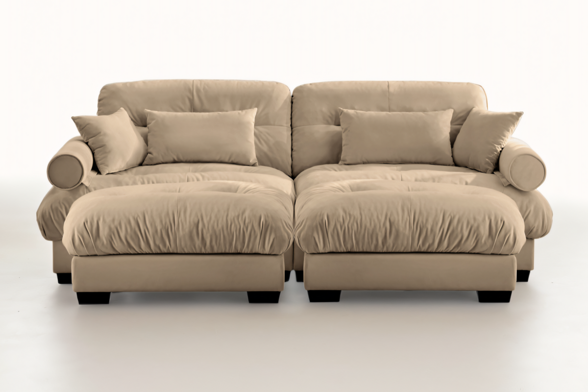 CLOUDIES 94&quot; Loveseat with 2 Ottomans