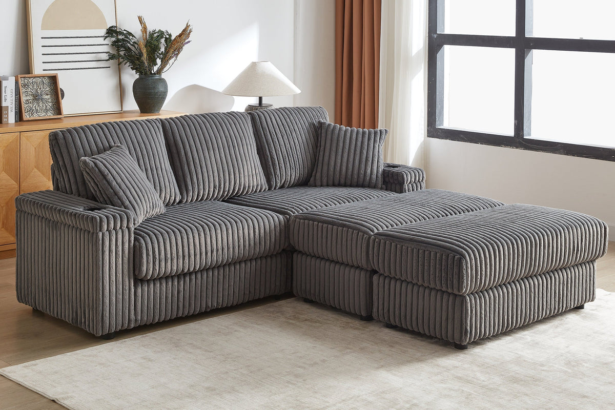 ZYLO 84" Loveseat with 2 Ottomans