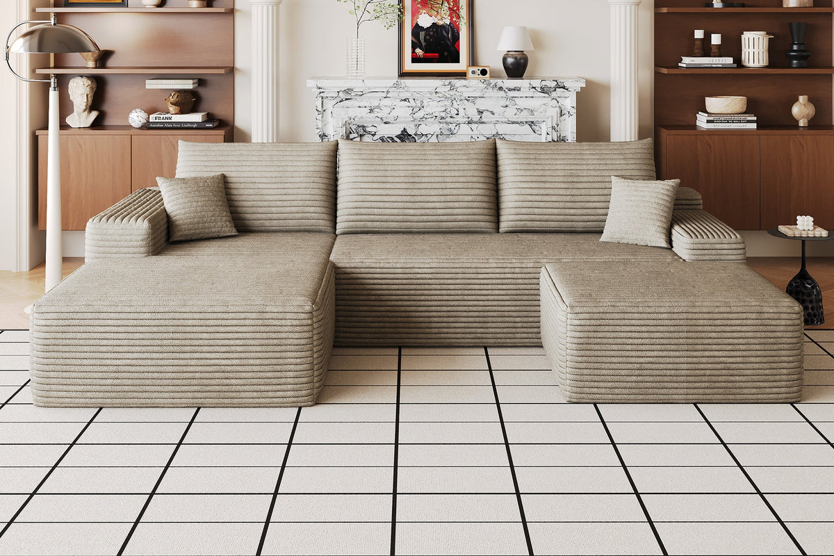 ORVITEX 107" Left Chaise Sofa with 1 Ottoman