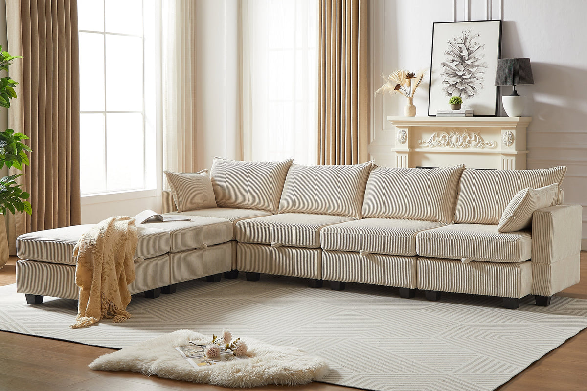 HARLOW 114&quot; Corduroy Sofa w/ Storage