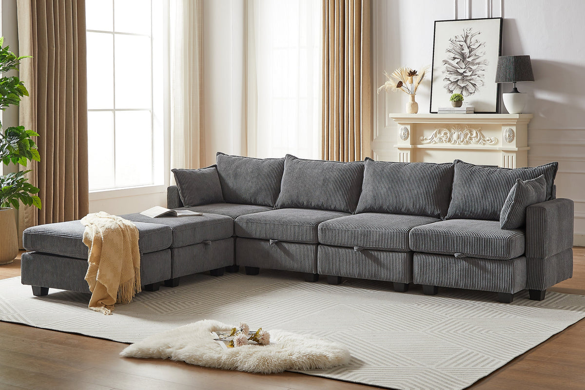 HARLOW 114&quot; Corduroy Sofa w/ Storage
