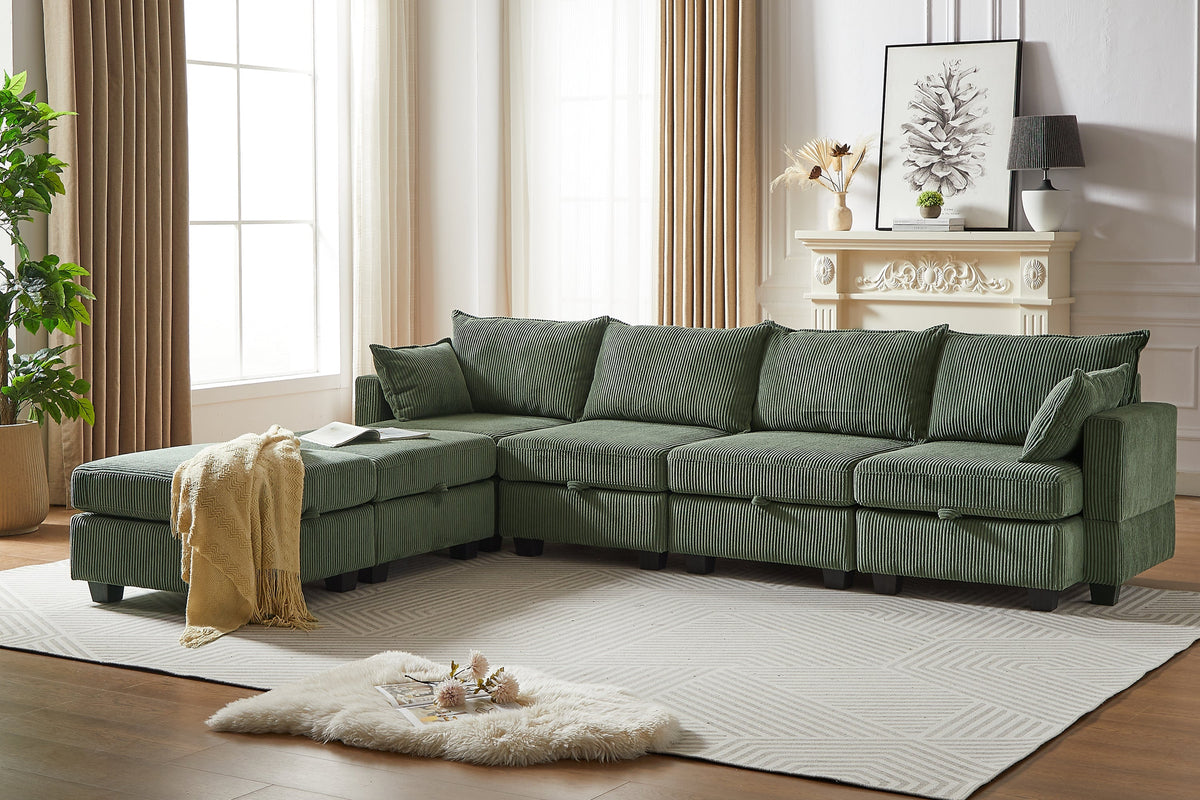HARLOW 114&quot; Corduroy Sofa w/ Storage