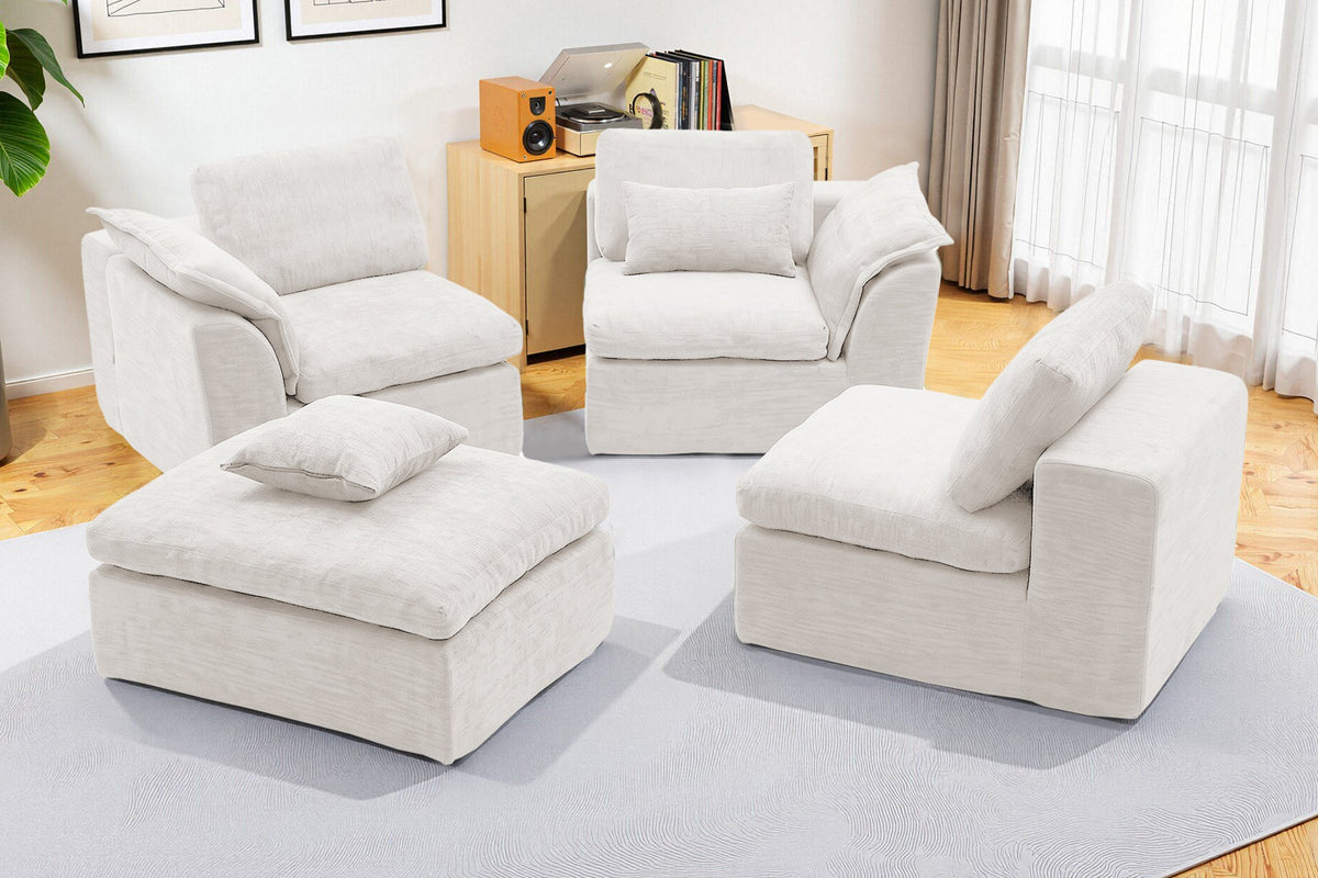 CEDARLY 98" 4-Seater Sofa with 1 Ottoman