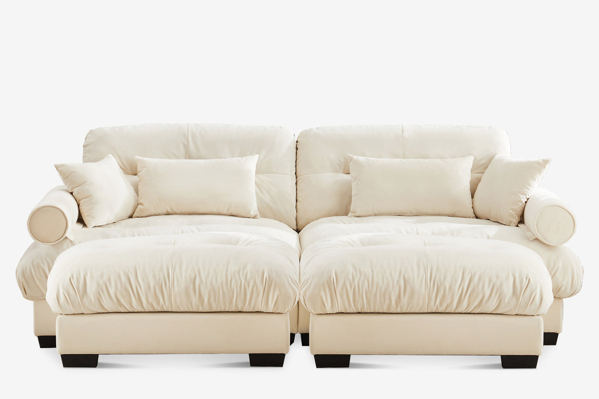 CLOUDIES 94&quot; Loveseat with 2 Ottomans