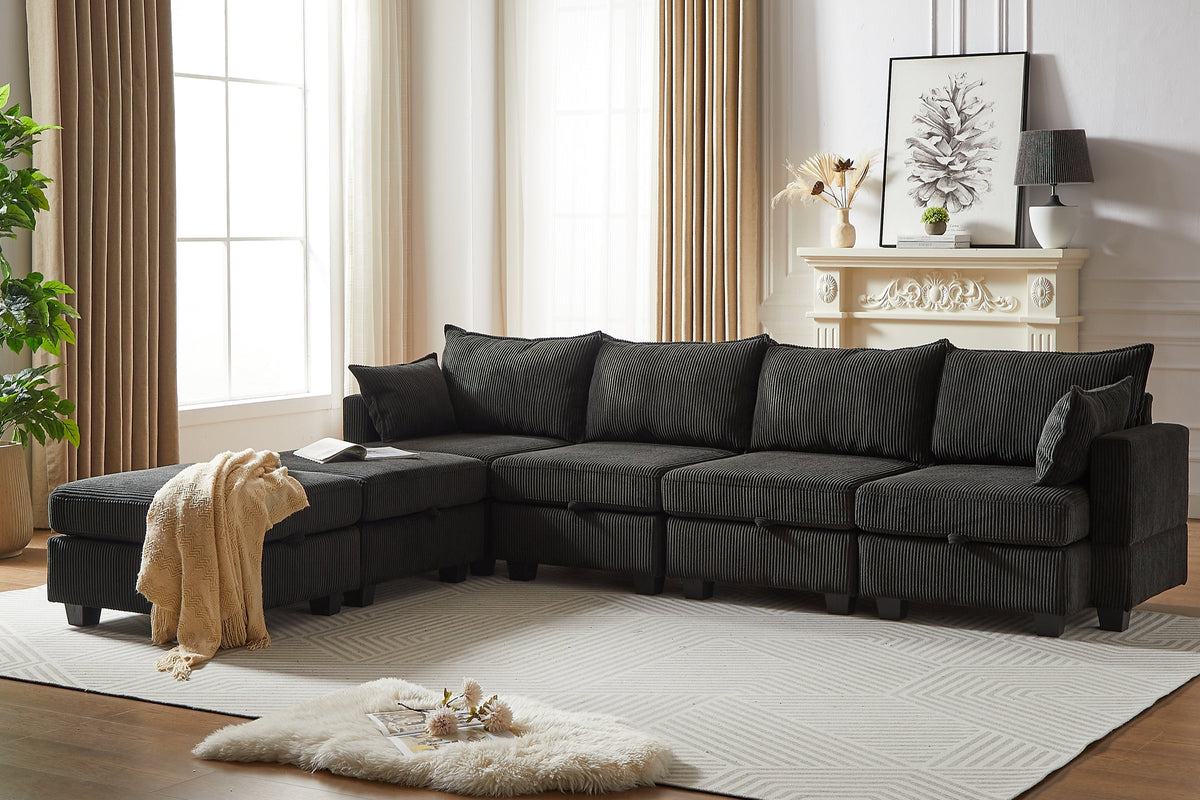 HARLOW 114&quot; Corduroy Sofa w/ Storage