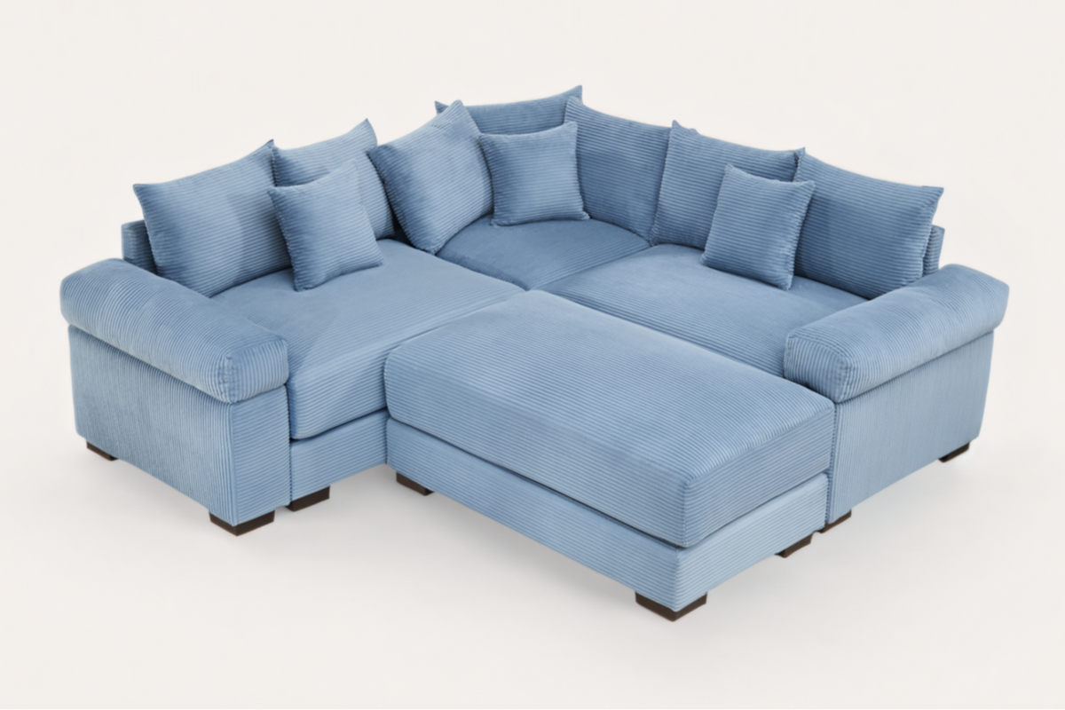 DESEO 158&quot; Sectional Sofa with Ottoman