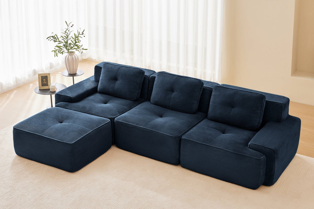 CORDELIA 117" 3-Seater Sofa with 1 Ottoman