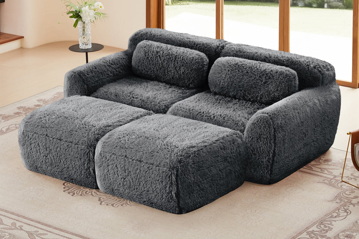 MELLOW 80" Loveseat with 2 Ottomans