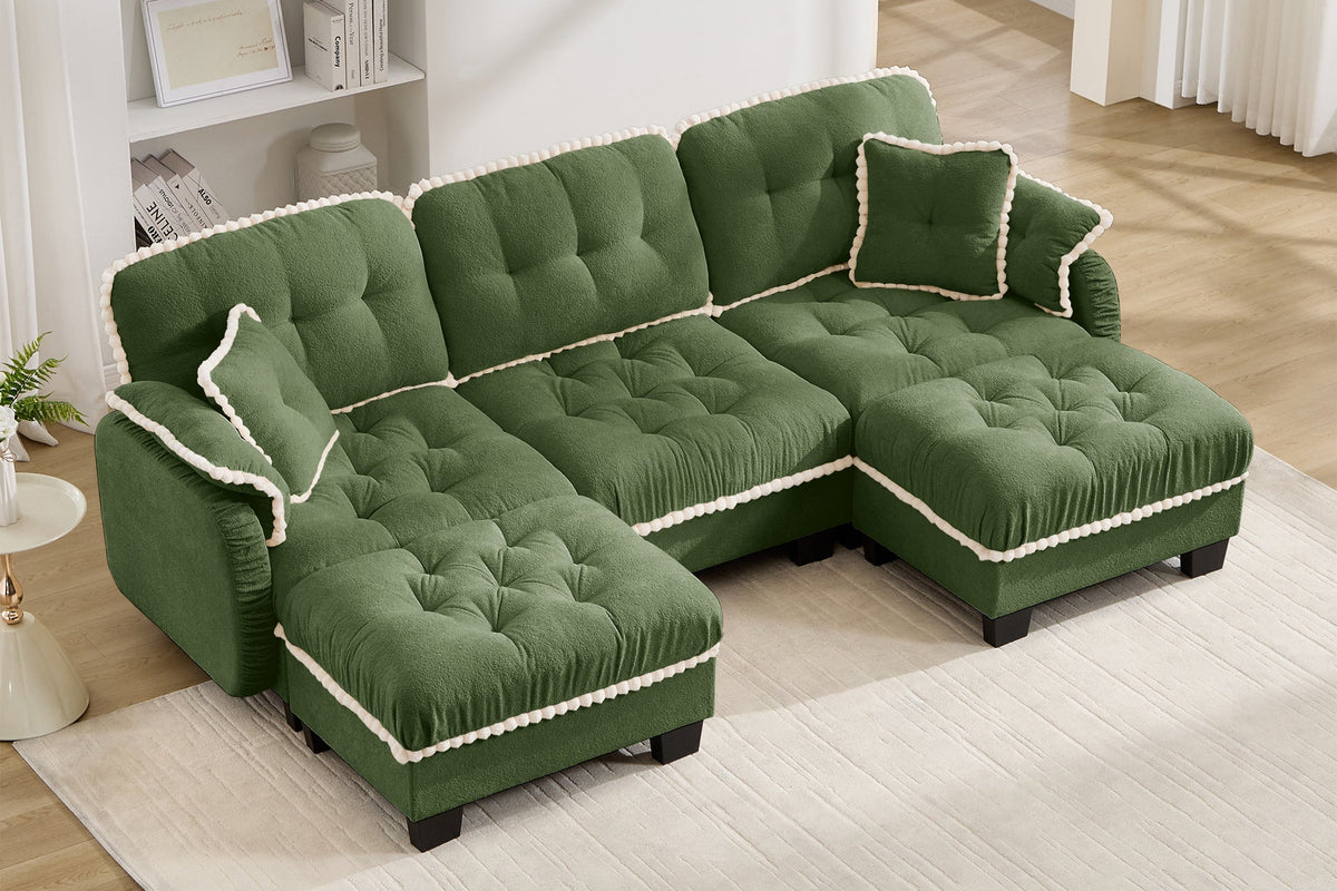 SANDRA 100" 3-Seater Sofa With 2 Ottomans