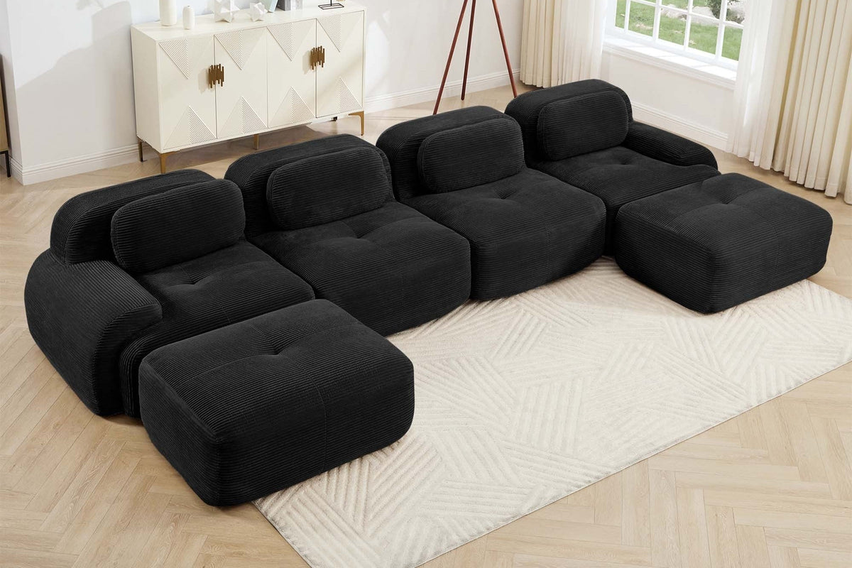 MIA 152&#39;&#39; 4-Seater Sofa with 2 Ottomans