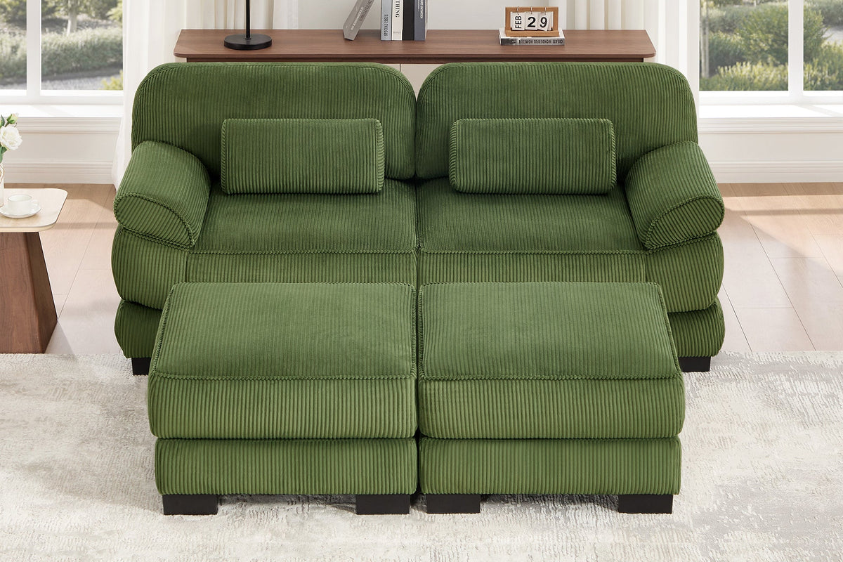 MASON 76" Loveseat with 2 Ottomans
