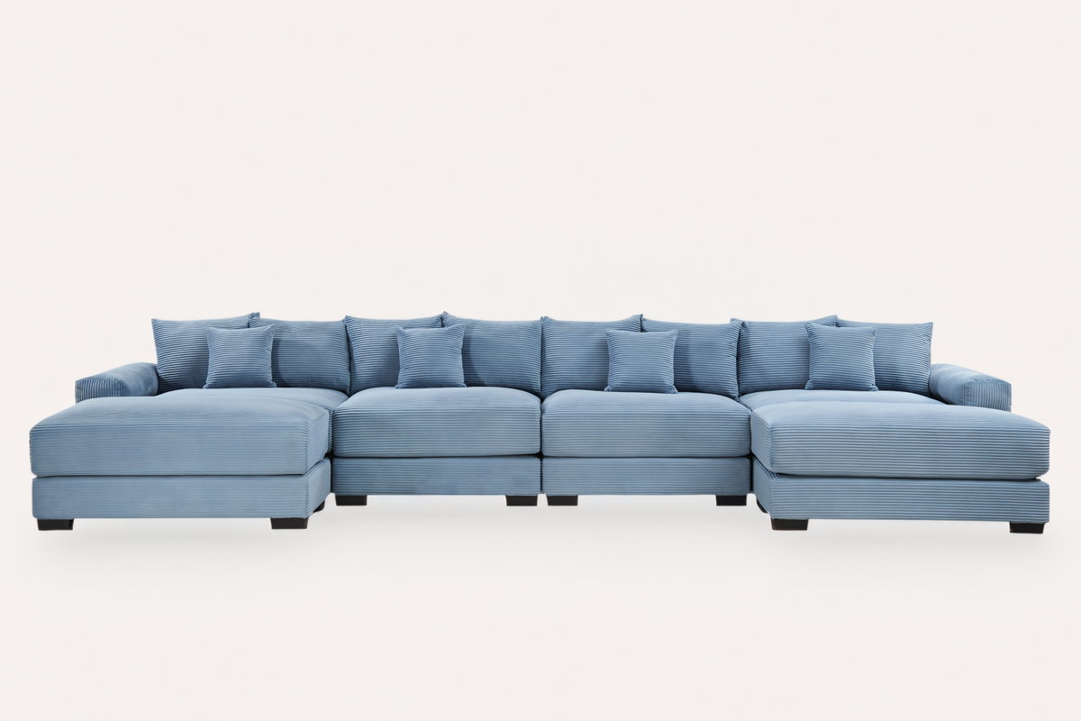 DESEO 170&quot; 4-Seater Sofa with 2 Ottoman