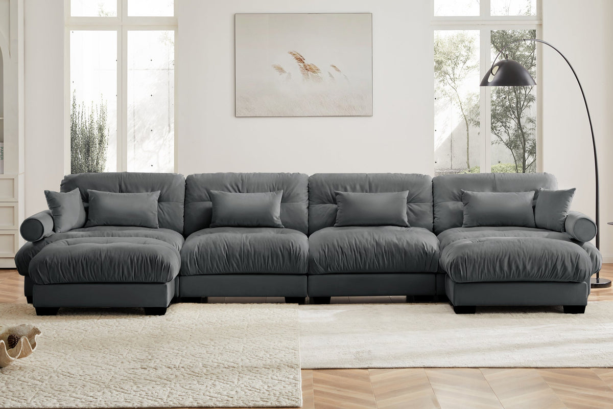 CLOUDIES 173&quot; 4 Seater Sofa with 2 Ottomans