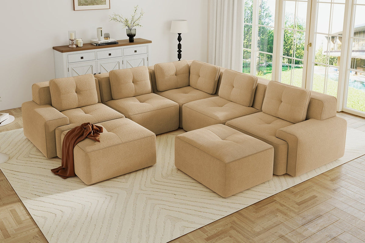 CORDELIA 116" 5-Seater Sectional with 2 Ottomans