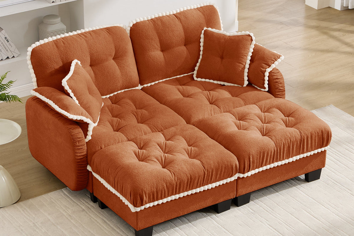 SANDRA 70" Loveseat With 2 Ottomans