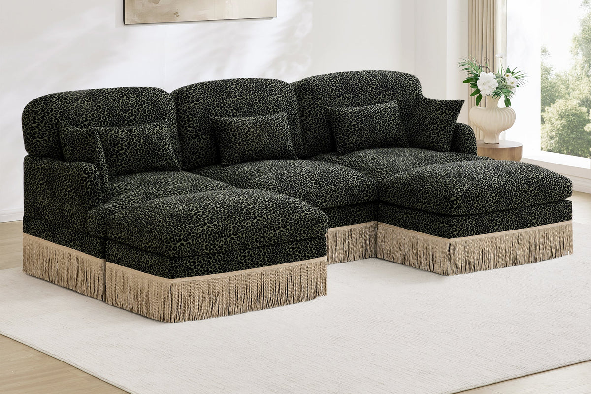ORLAVO 100" 3-Seater Sofa With 2 Ottomans