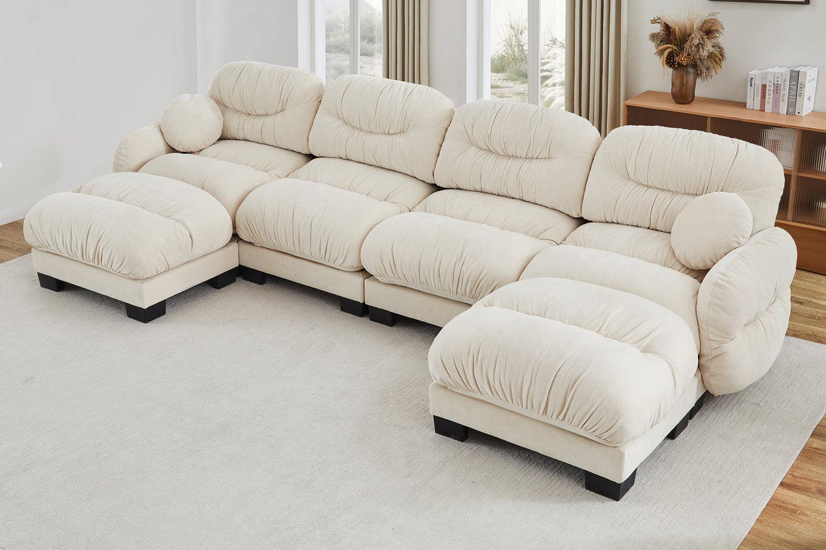 FLORA 150" 4-Seater Sofa With 2 Ottomans