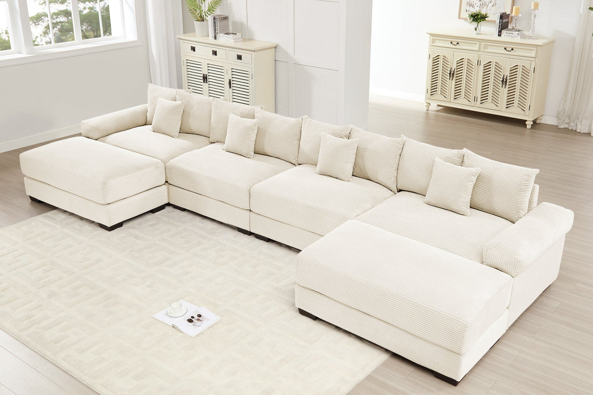 DESEO 170&quot; 4-Seater Sofa with 2 Ottoman