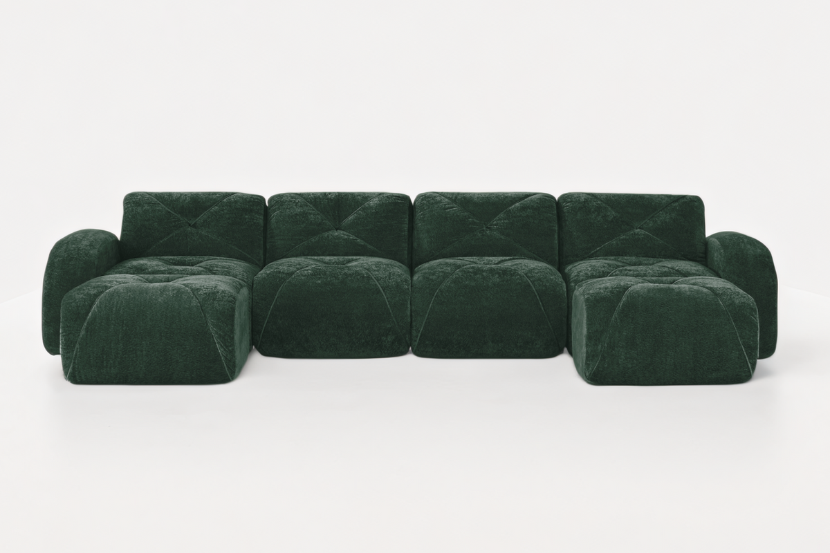 MYLO 140" 4-Seater Sofa with 2 Ottomans