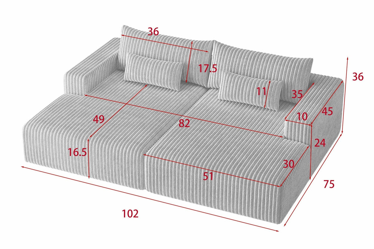 OPHELIA 102&quot; Oversized Sectional Lounge Chaise