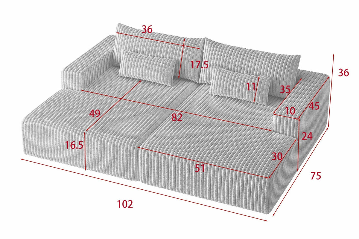 OPHELIA 102&quot; Oversized Sectional Lounge Chaise