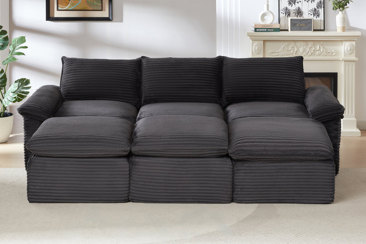 VELLO 111" 3-Seater Sofa with 3 Ottomans