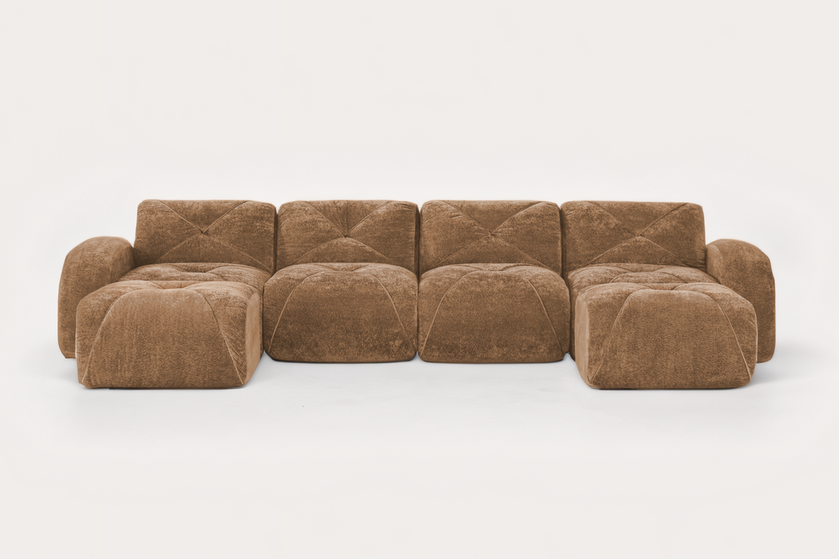 MYLO 140" 4-Seater Sofa with 2 Ottomans