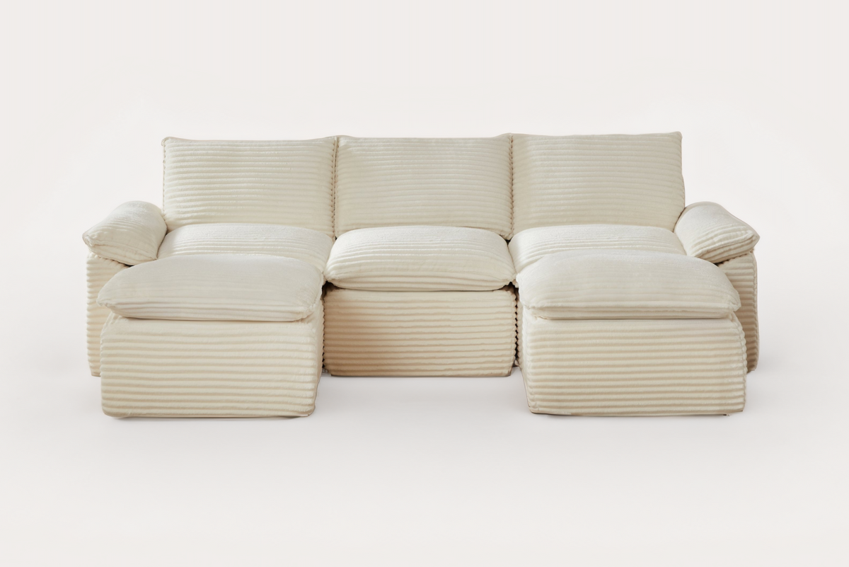 VELLO 111" 3-Seater Sofa with 2 Ottomans