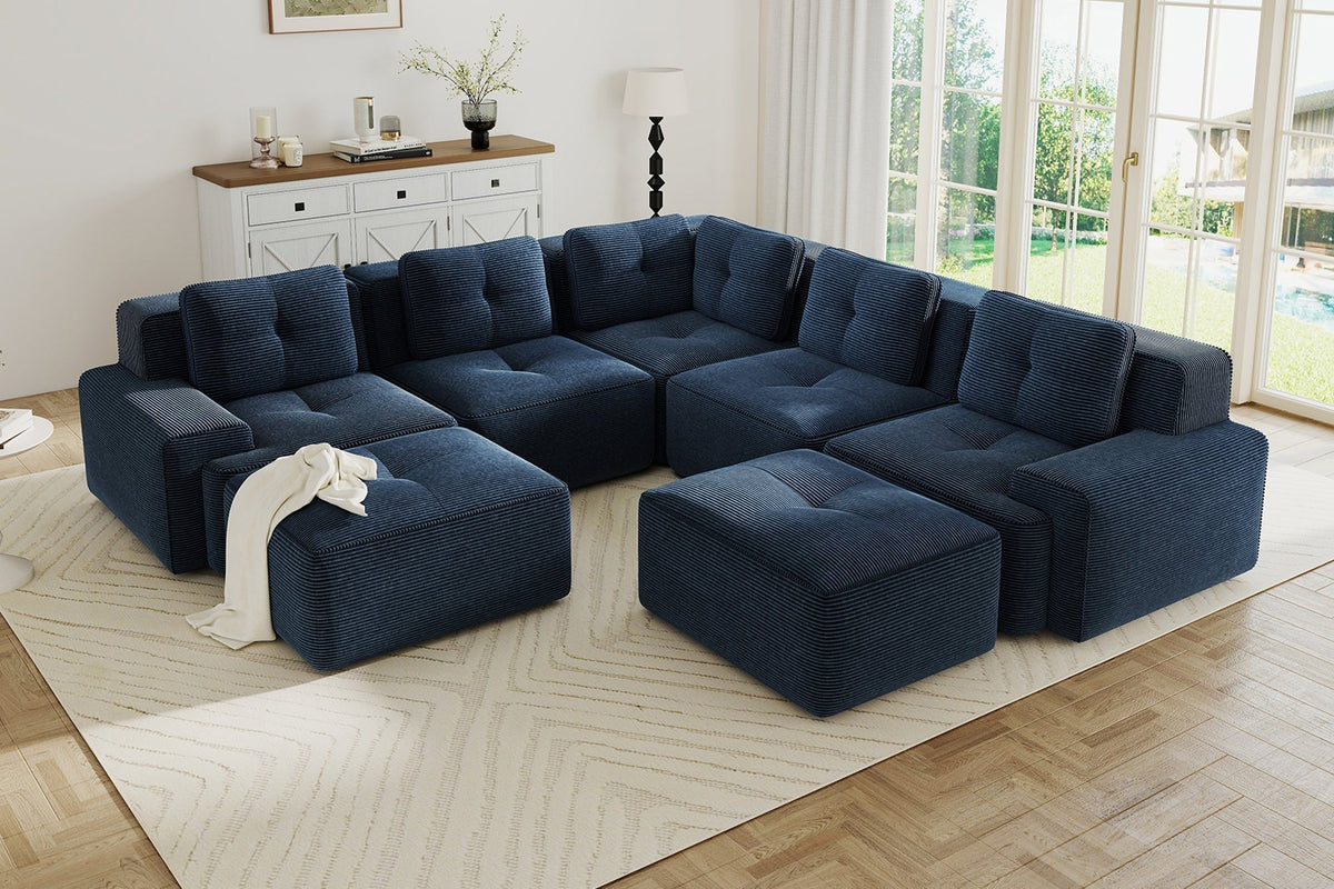 CORDELIA 116" 5-Seater Sectional with 2 Ottomans