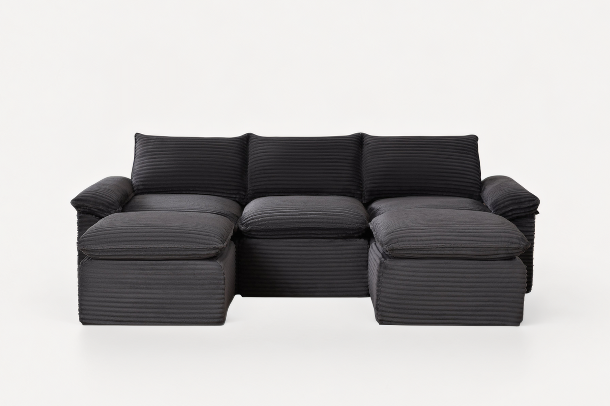VELLO 111" 3-Seater Sofa with 2 Ottomans