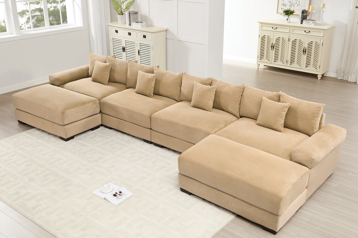 DESEO 170&quot; 4-Seater Sofa with 2 Ottoman