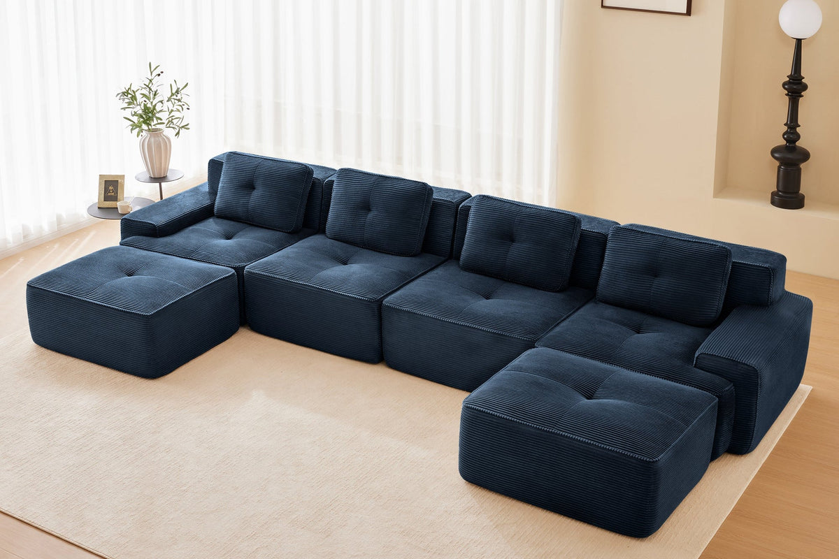 CORDELIA 153" 4-Seater Sofa with 2 Ottomans