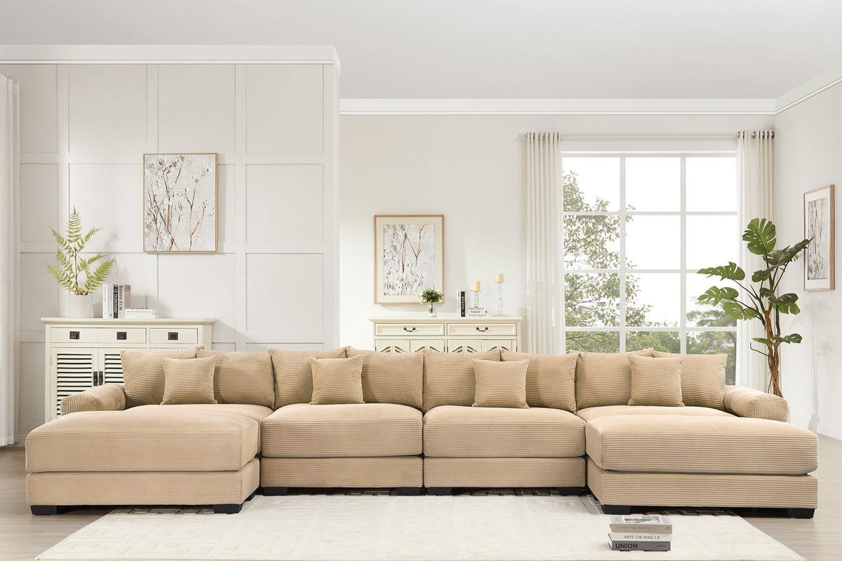 DESEO 170" 4-Seater Sofa with 2 Ottomans