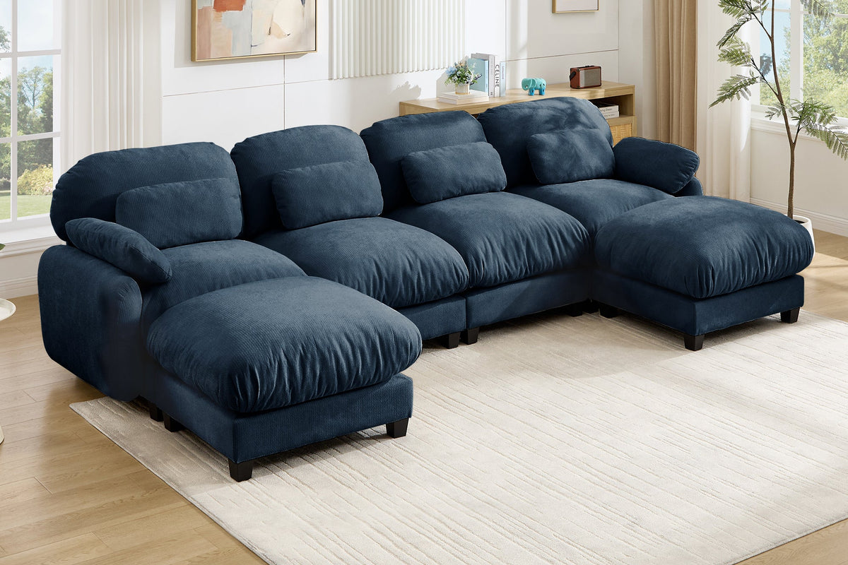 UNIONN 136" 4-Seater Sofa With 2 Ottomans