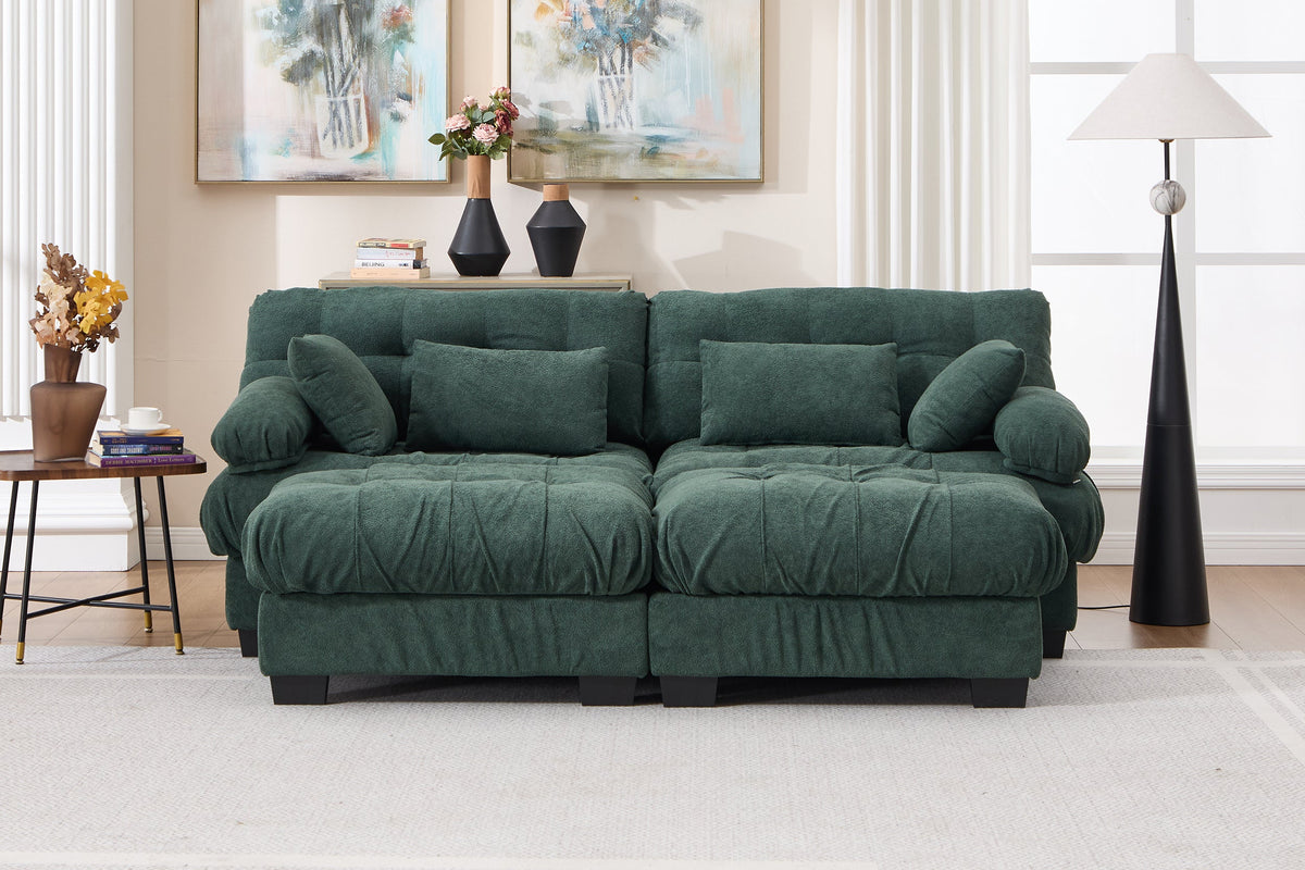 FELZARO 88" Loveseat Sofa with 2 Ottomans