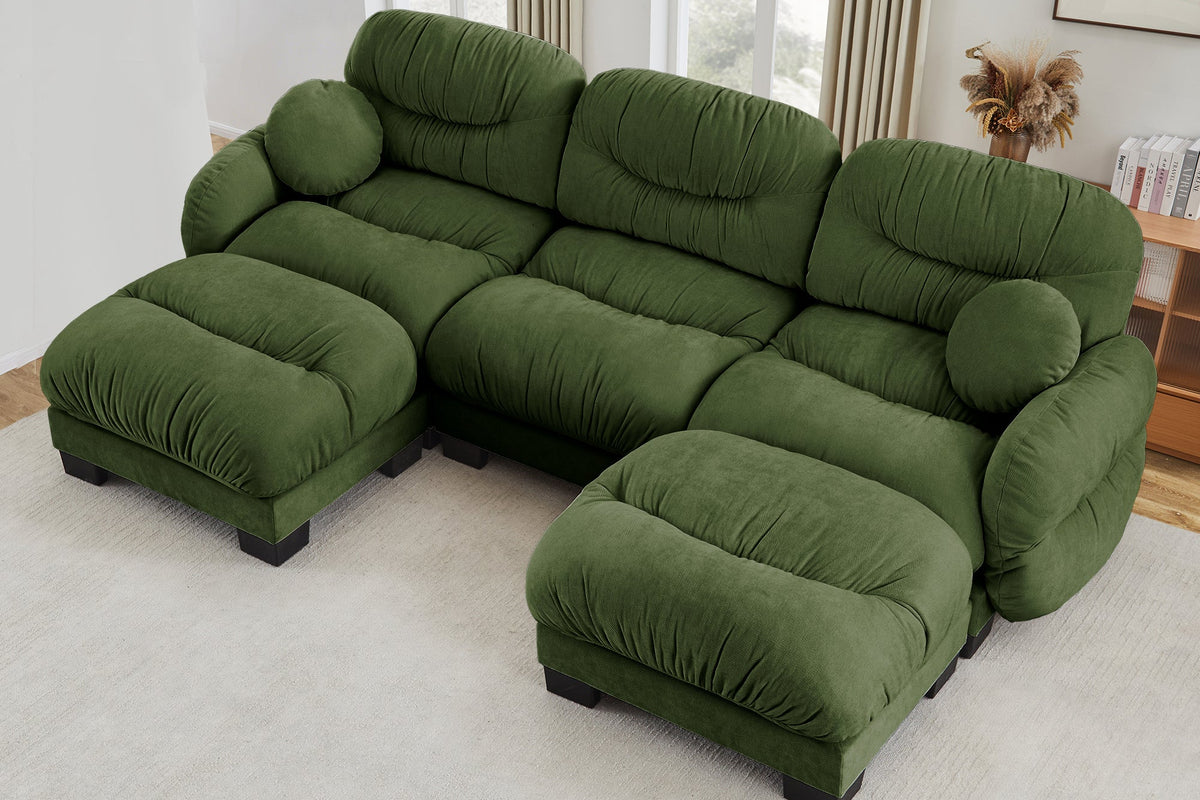 FLORA 116" 3-Seater Sofa With 2 Ottomans