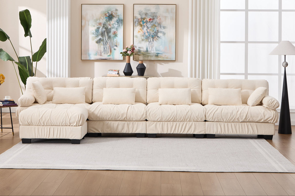 FELZARO 158" 4-Seater Sofa with 1 Ottoman