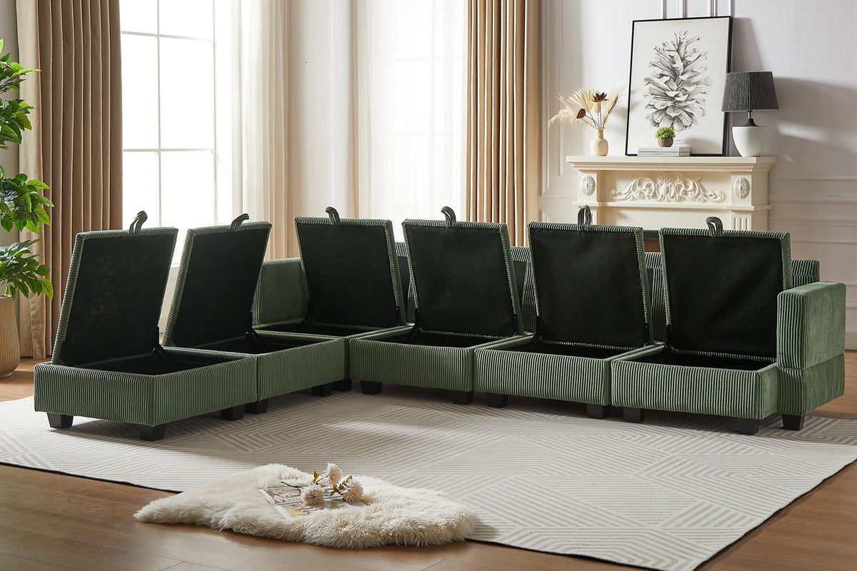 HARLOW 114&quot; Corduroy Sofa w/ Storage